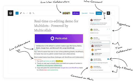Image showing real-time co-editing for Multidots powered by Multicollab
