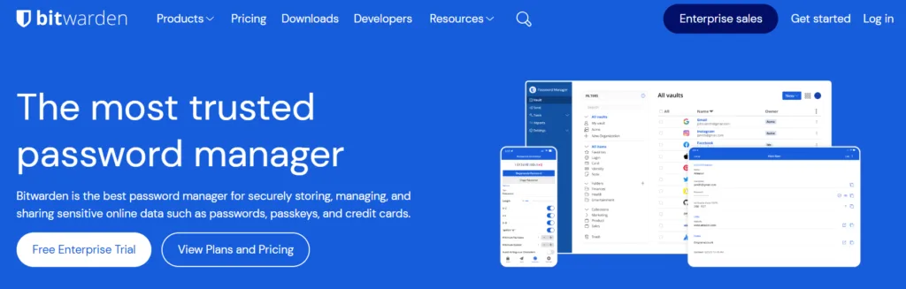 Bitwarden homepage