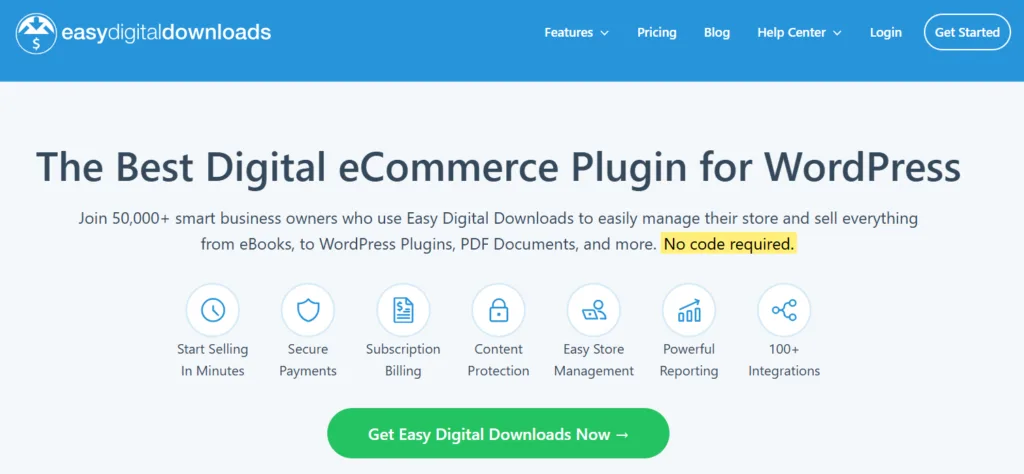 Easy Digital Downloads homepage