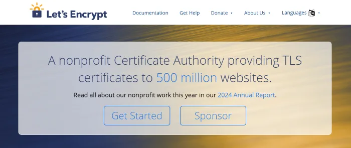 Let&rsquo;s Encrypt homepage