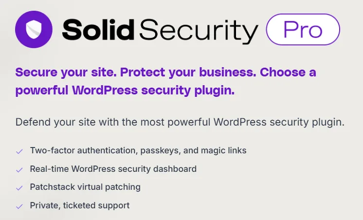 Solid Security Pro homepage