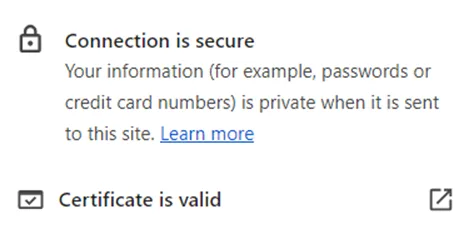 SSL site confirmation message
