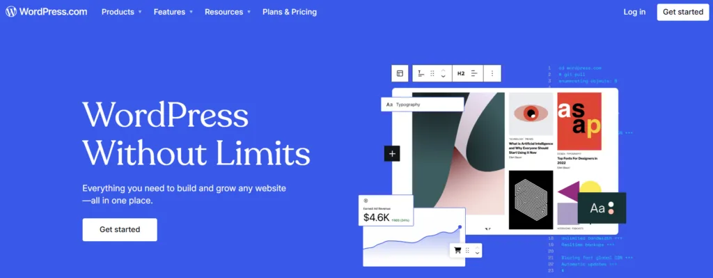 Wordpress.com homepage