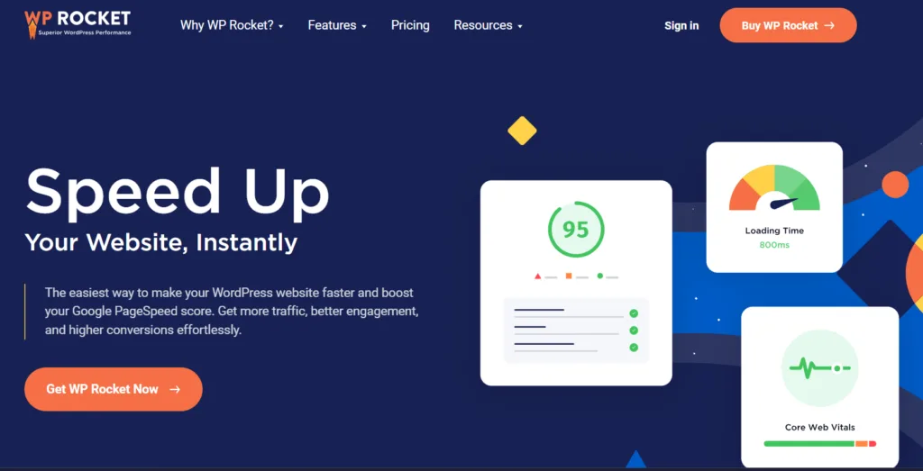 WP Rocket homepage